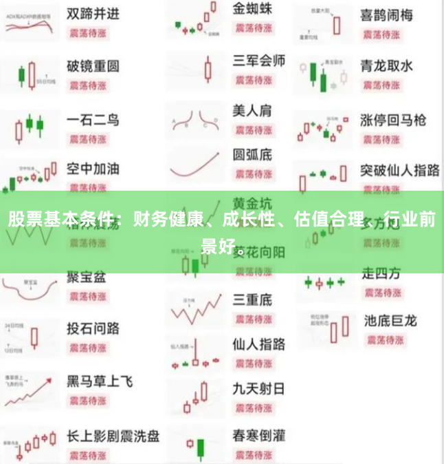 股票基本条件：财务健康、成长性、估值合理、行业前景好。